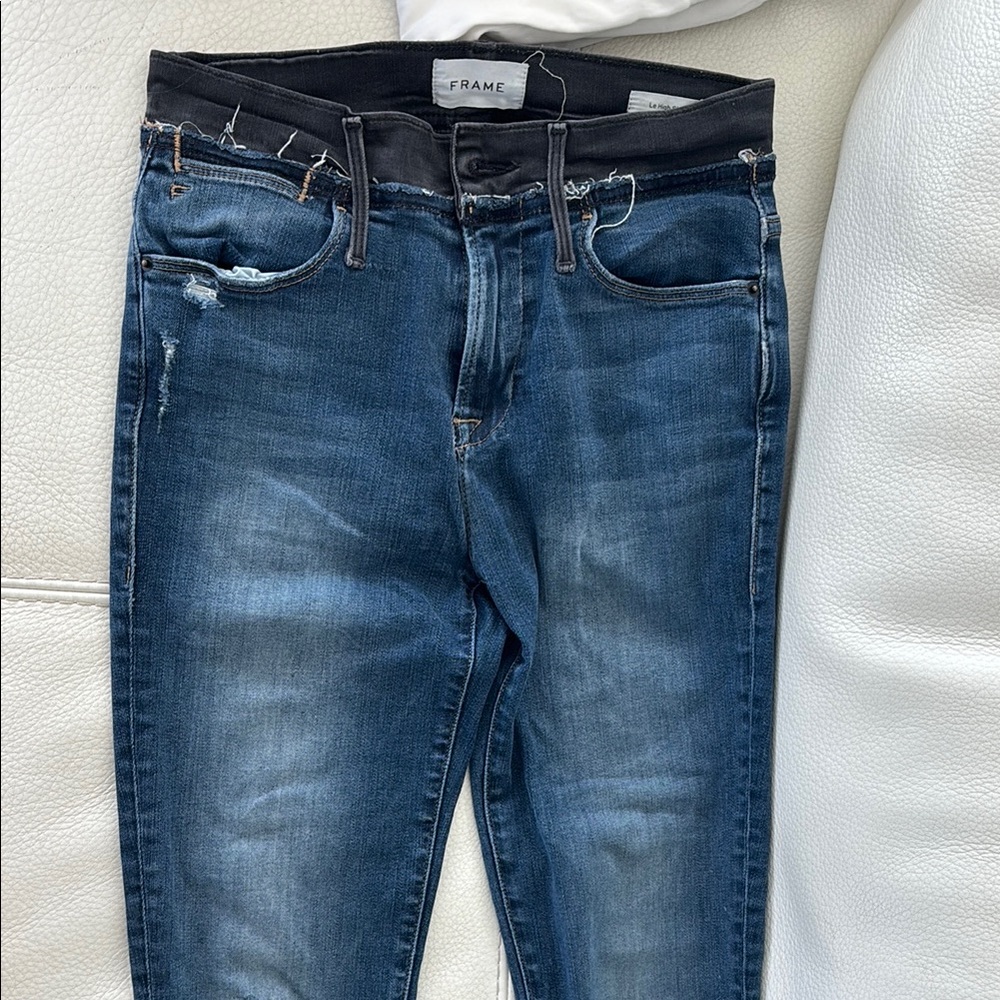 FRAME Denim Le High Skinny Two-Toned Dark Wash Skinny Jeans